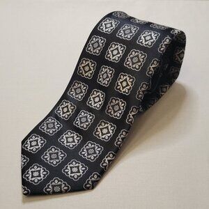 JOS A BANK Executive Collection Silk Necktie Designer Black/Silver Mosaic